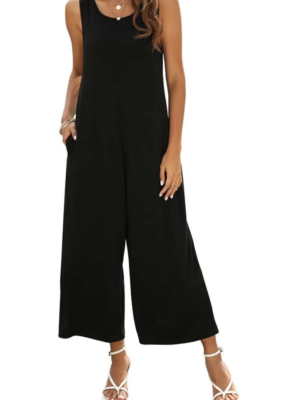 Sleeveless Wide-Leg Black Jumpsuit